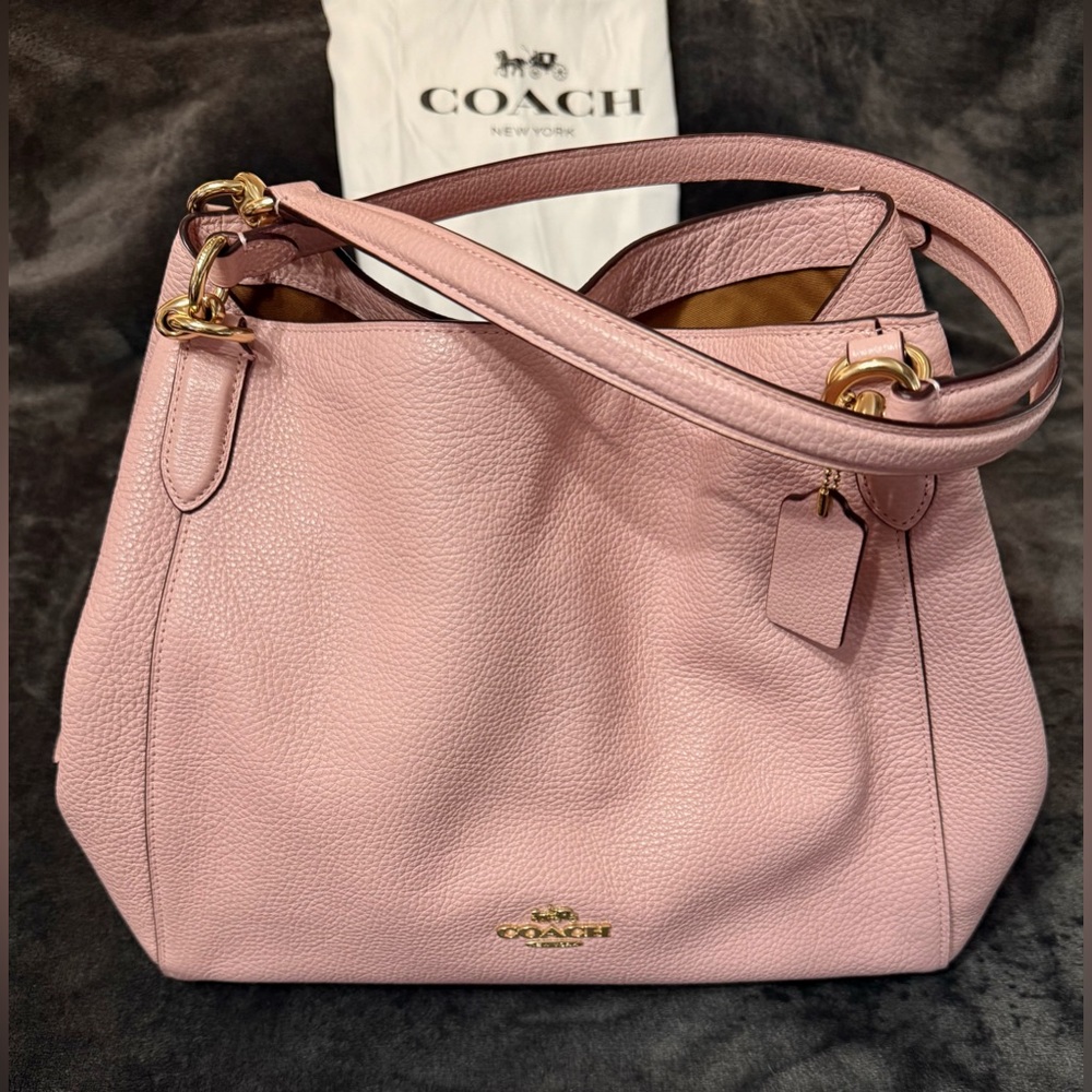 Coach Hallie Women's Shoulder Bag Purse Pink Blossom Pebbled Leather NWOT